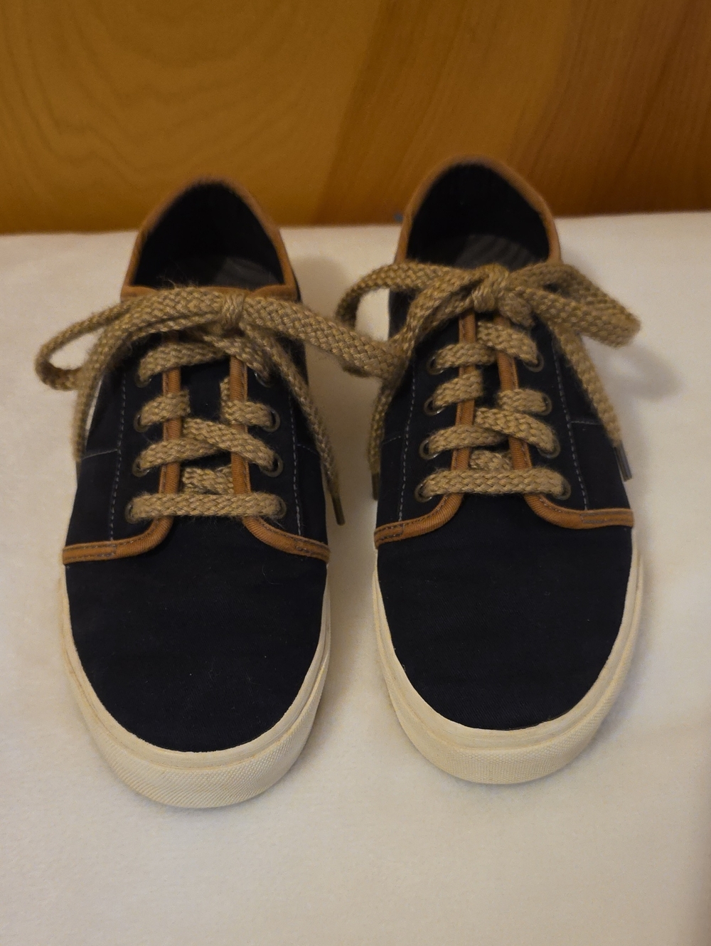 Taos Women's Super Soul Black Canvas Sneakers with Whiskey Trim And Laces 8W